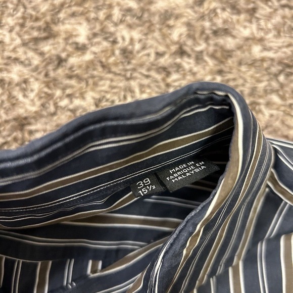 Hugo Boss Shirt Mens 39 15.5‎ Black Brown Striped Button Up Long Sleeve Slim Fit - Picture 4 of 11
